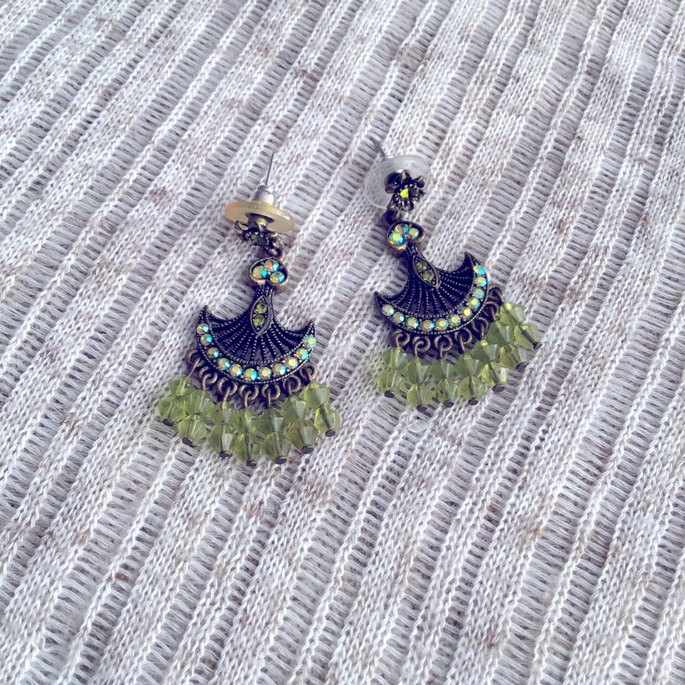 Green dangle boho indie artsy